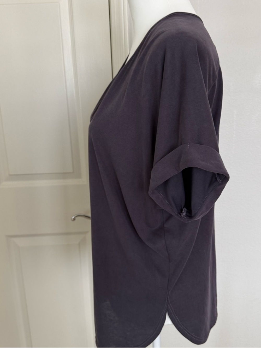 Alya Deep V-Neck Short Sleeve Top in Black - Picture 2 of 4